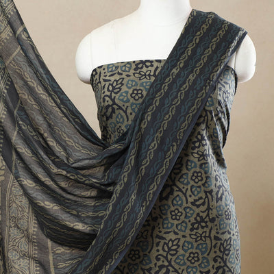 Green - 3pc Cotton Kutch Batik Print Dress Material 67