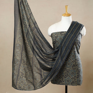 Green - 3pc Cotton Kutch Batik Print Dress Material 67