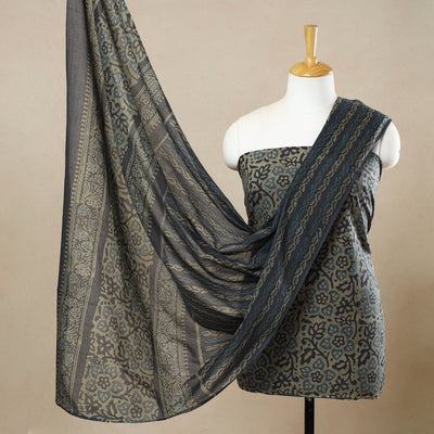 Green - 3pc Cotton Kutch Batik Print Dress Material 67
