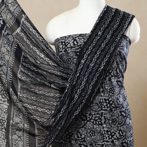 Black - 3pc Cotton Kutch Batik Print Dress Material 68