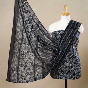 Black - 3pc Cotton Kutch Batik Print Dress Material 68