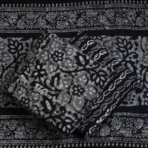 Black - 3pc Cotton Kutch Batik Print Dress Material 68