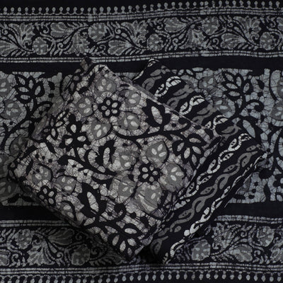 Black - 3pc Cotton Kutch Batik Print Dress Material 68