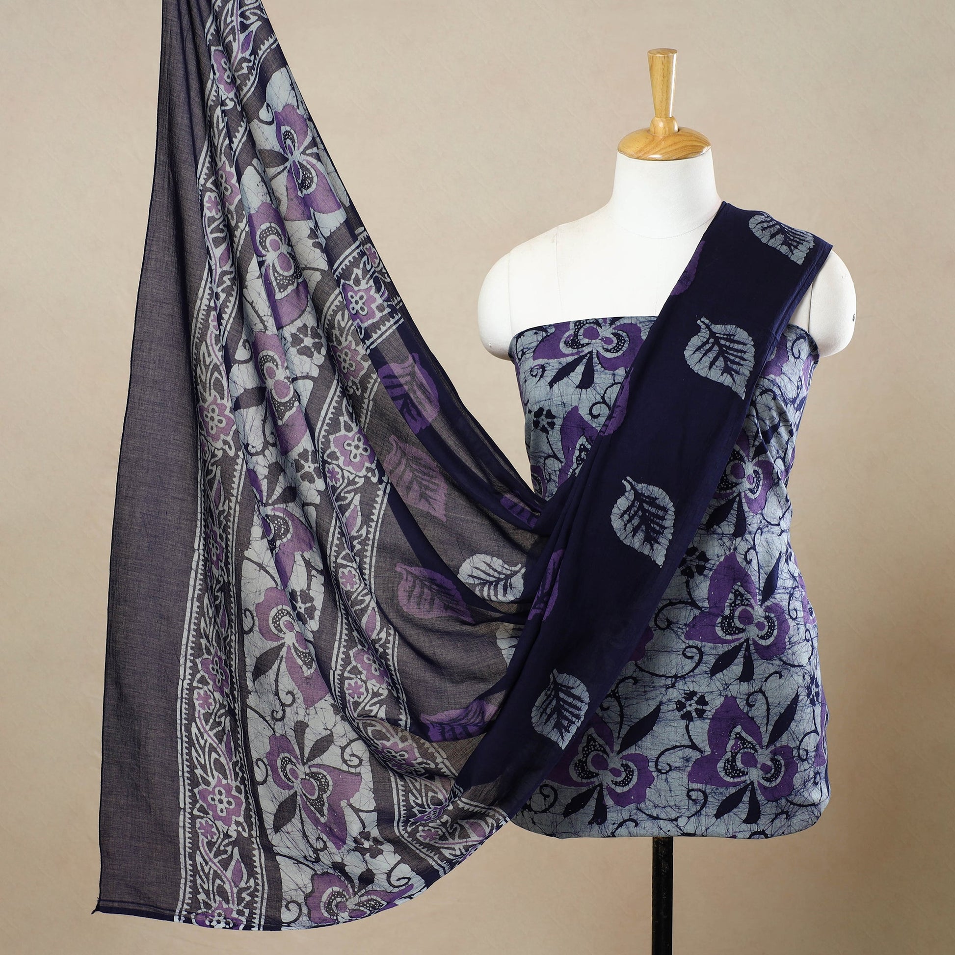 3pc Cotton Kutch Batik Print Dress Material 69
