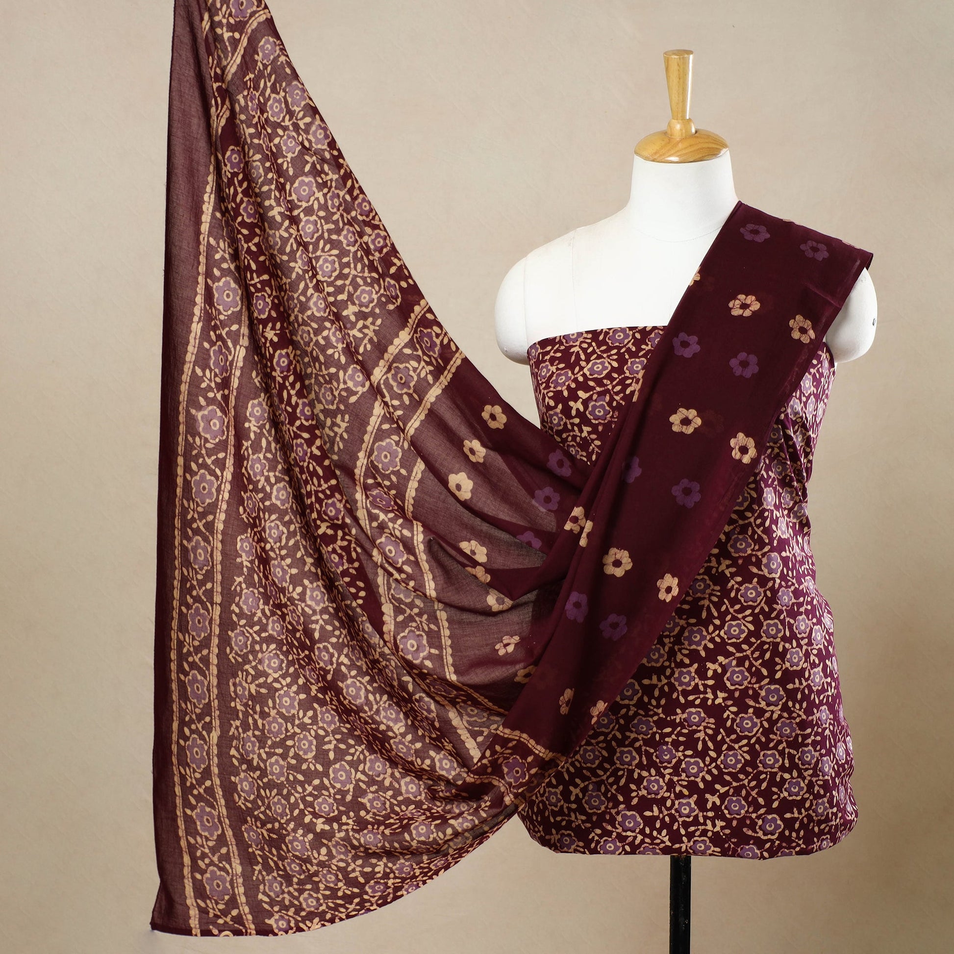 3pc Cotton Kutch Batik Print Dress Material 70