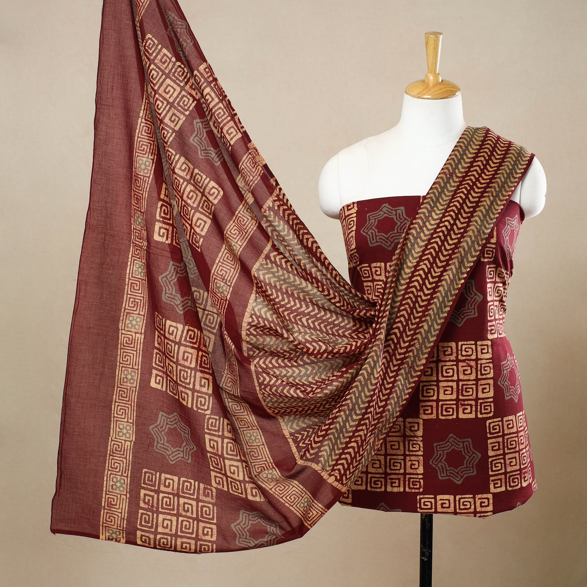 3pc Cotton Kutch Batik Print Dress Material 73