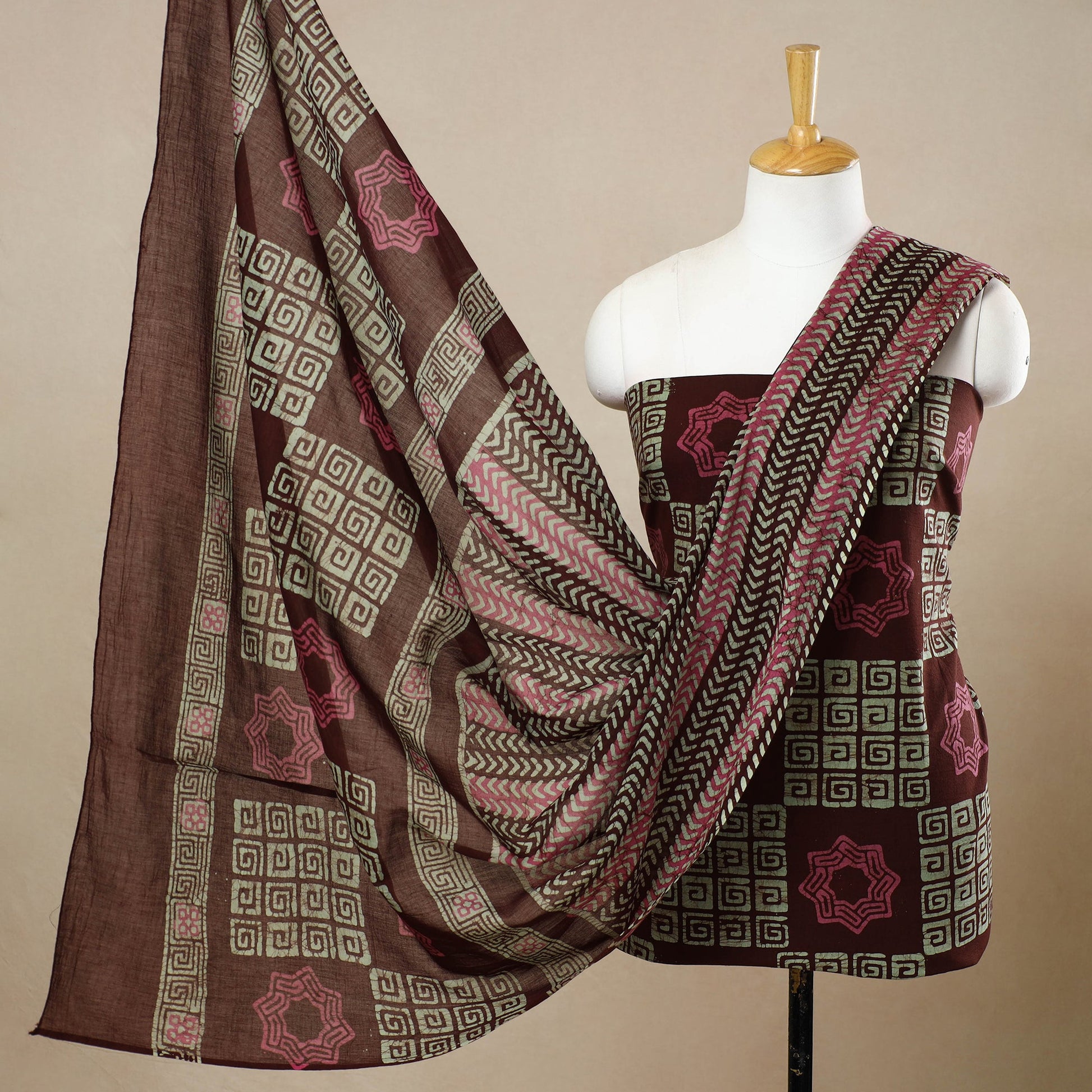 3pc Cotton Kutch Batik Print Dress Material 74