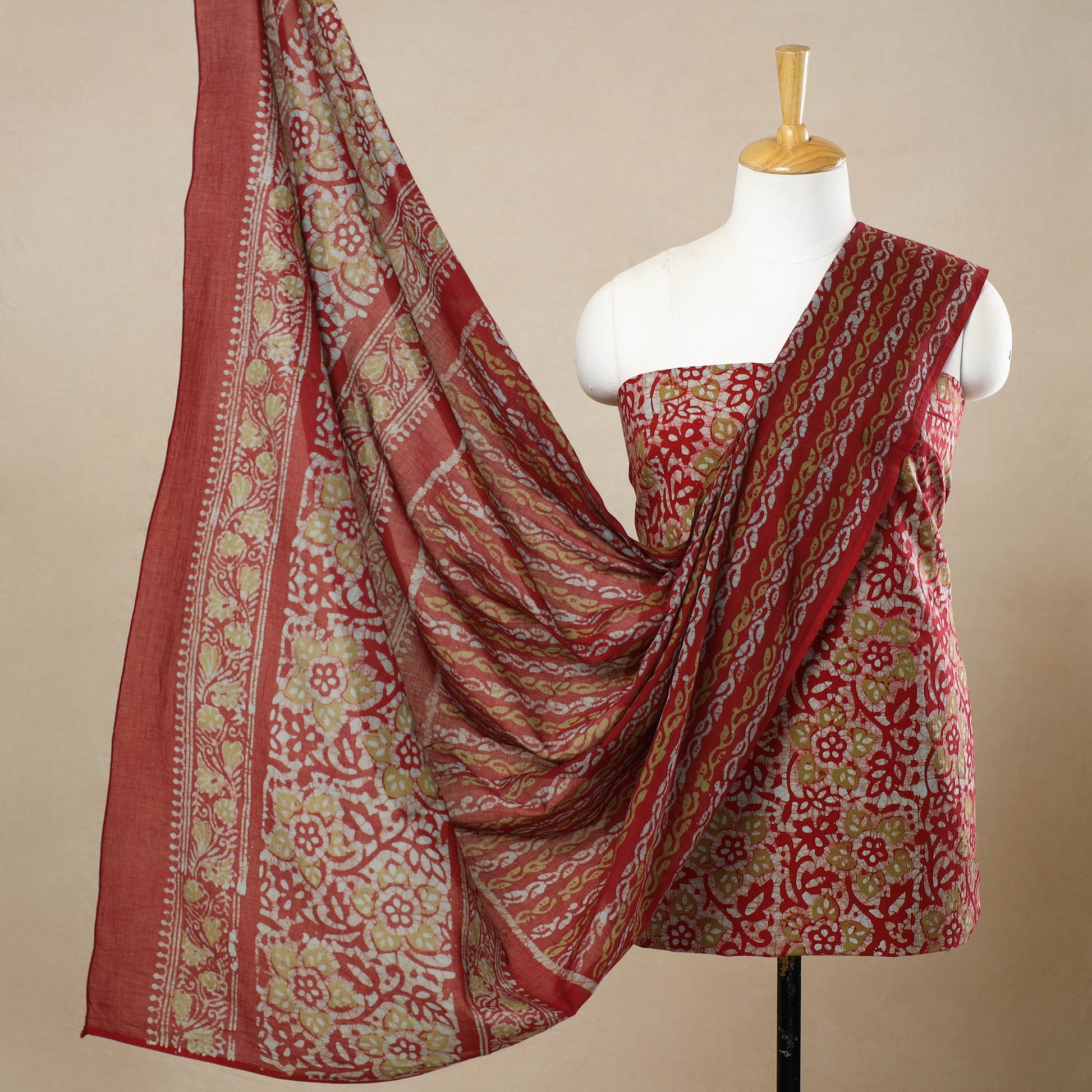 3pc Cotton Kutch Batik Print Dress Material 75
