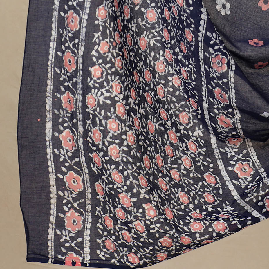 Blue - 3pc Cotton Kutch Batik Print Dress Material 77