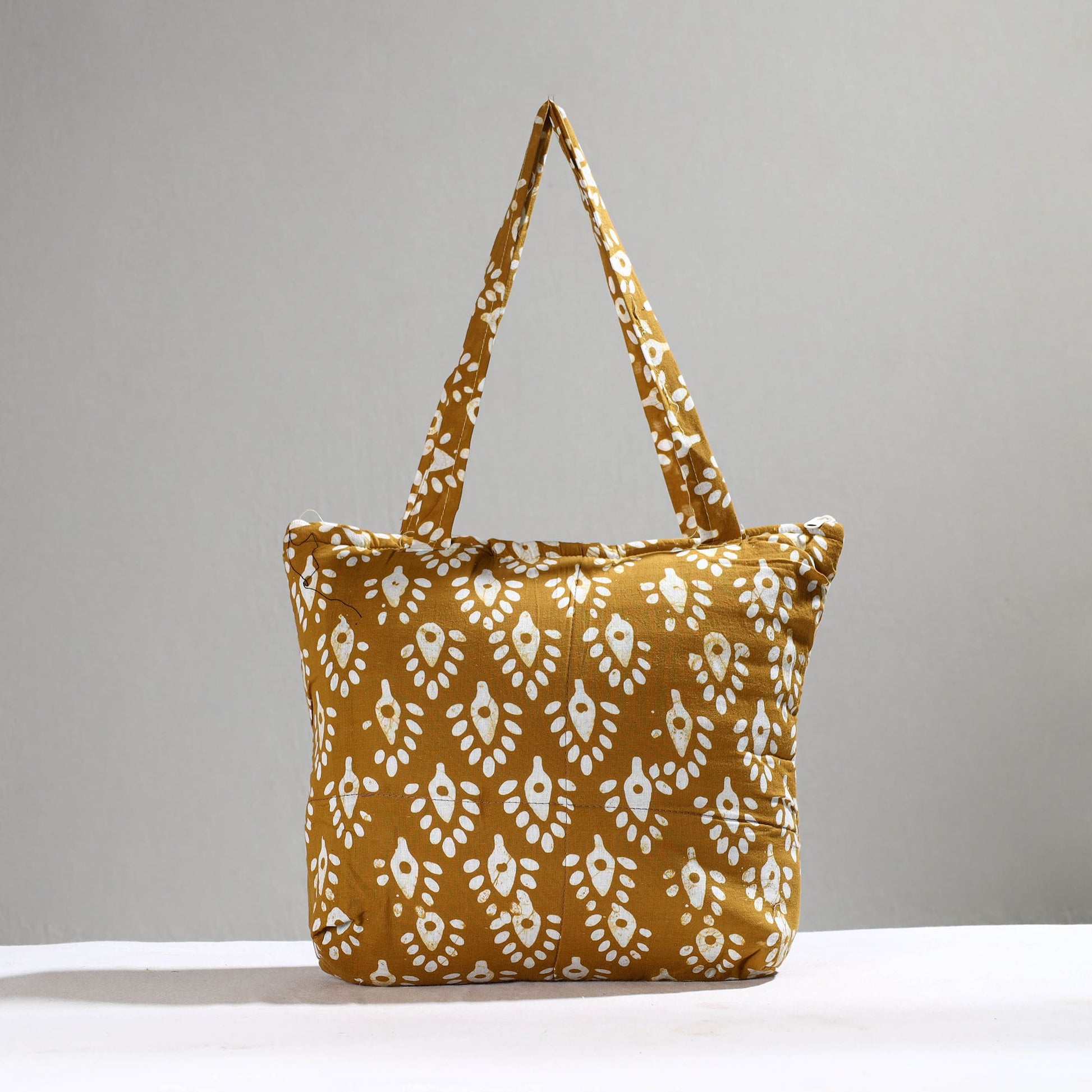 Brown - Handcrafted Batik Printed Cotton Hand Bag 06