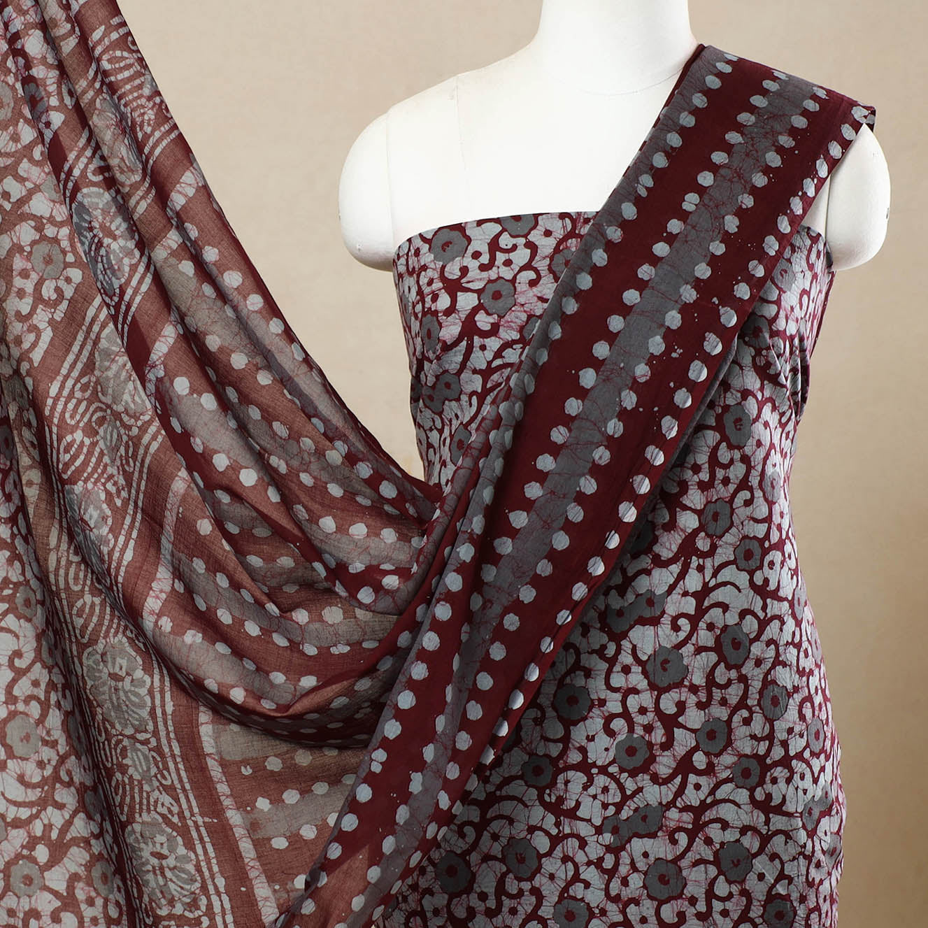 3pc Cotton Kutch Batik Print Dress Material 78