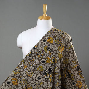 Brown - Natural Dyed Block Print Kalamkari Cotton Fabric 01