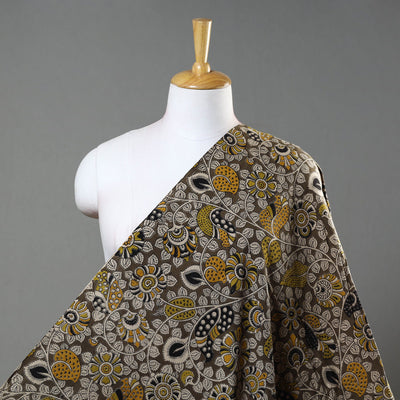 Brown - Natural Dyed Block Print Kalamkari Cotton Fabric 01