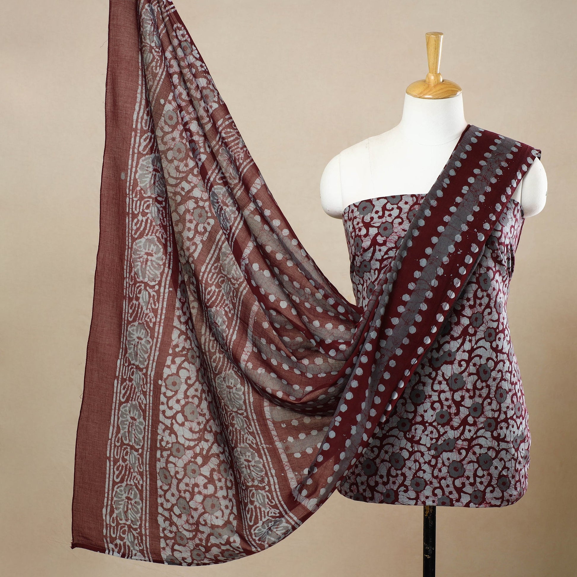 3pc Cotton Kutch Batik Print Dress Material 78