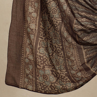 Brown - 3pc Cotton Kutch Batik Print Dress Material 79