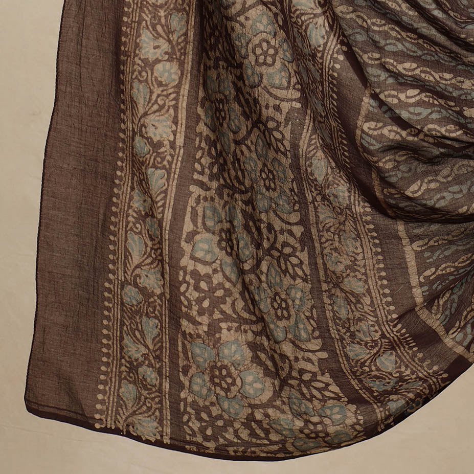 Brown - 3pc Cotton Kutch Batik Print Dress Material 79