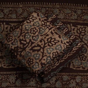 Brown - 3pc Cotton Kutch Batik Print Dress Material 79