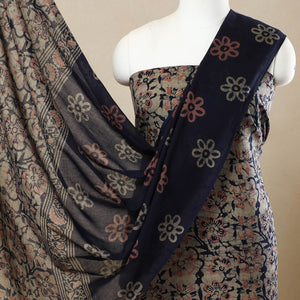 Beige - 3pc Cotton Kutch Batik Print Dress Material 80