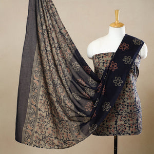 Beige - 3pc Cotton Kutch Batik Print Dress Material 80