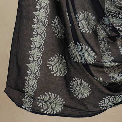 Black - 3pc Cotton Kutch Batik Print Dress Material 81