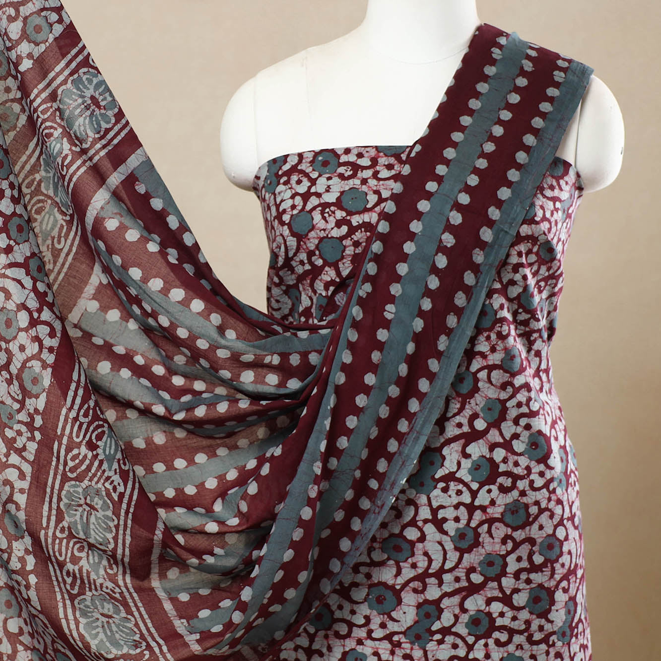 3pc Cotton Kutch Batik Print Dress Material 82
