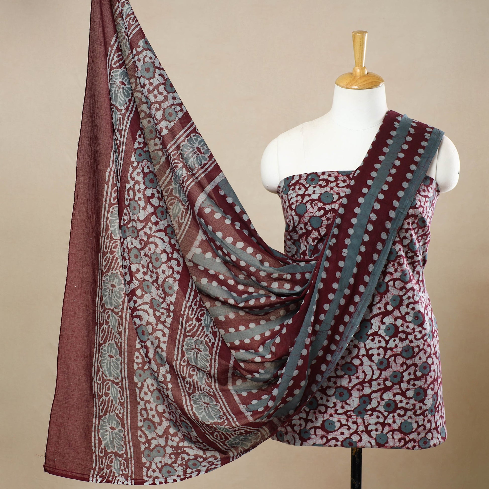 3pc Cotton Kutch Batik Print Dress Material 82