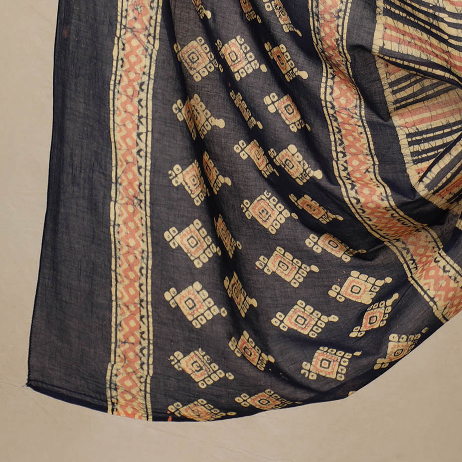 Blue - 3pc Cotton Kutch Batik Print Dress Material 83