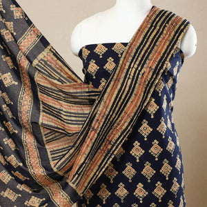 Blue - 3pc Cotton Kutch Batik Print Dress Material 83