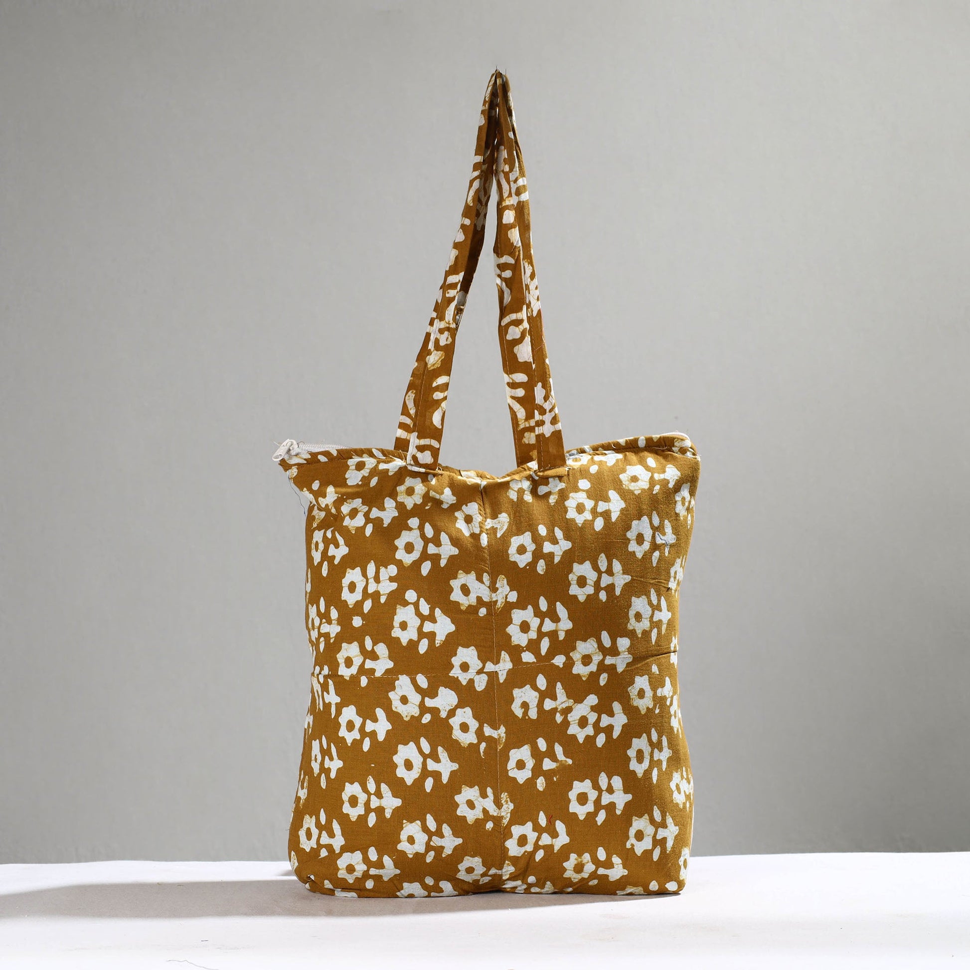 Brown - Handcrafted Batik Printed Cotton Hand Bag 13