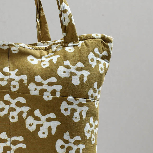Brown - Handcrafted Batik Printed Cotton Hand Bag 15