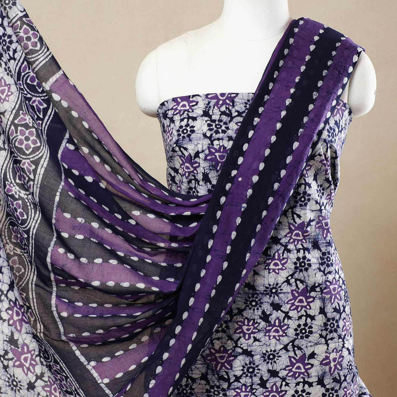 3pc Cotton Kutch Batik Print Dress Material 86