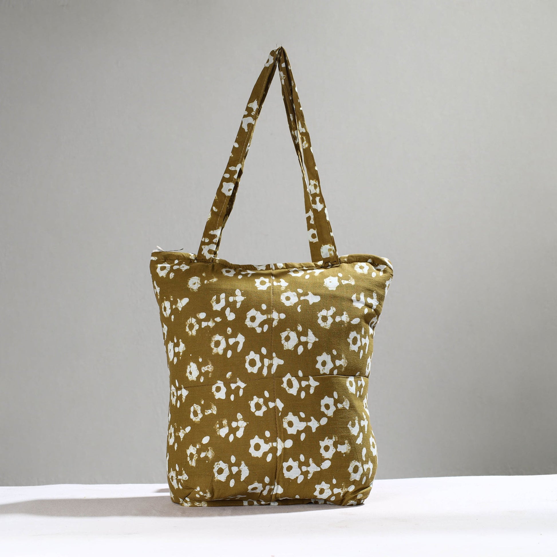 Brown - Handcrafted Batik Printed Cotton Hand Bag 17