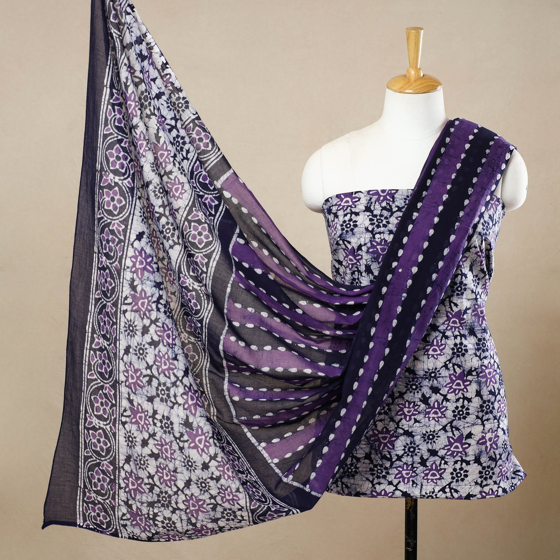 3pc Cotton Kutch Batik Print Dress Material 86