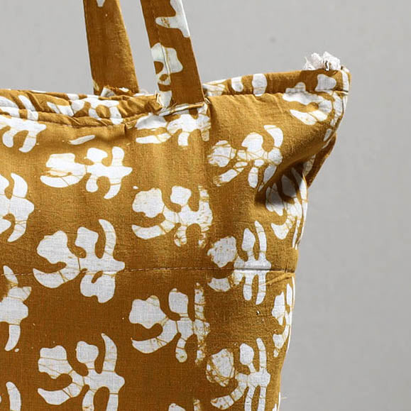 Brown - Handcrafted Batik Printed Cotton Hand Bag 18