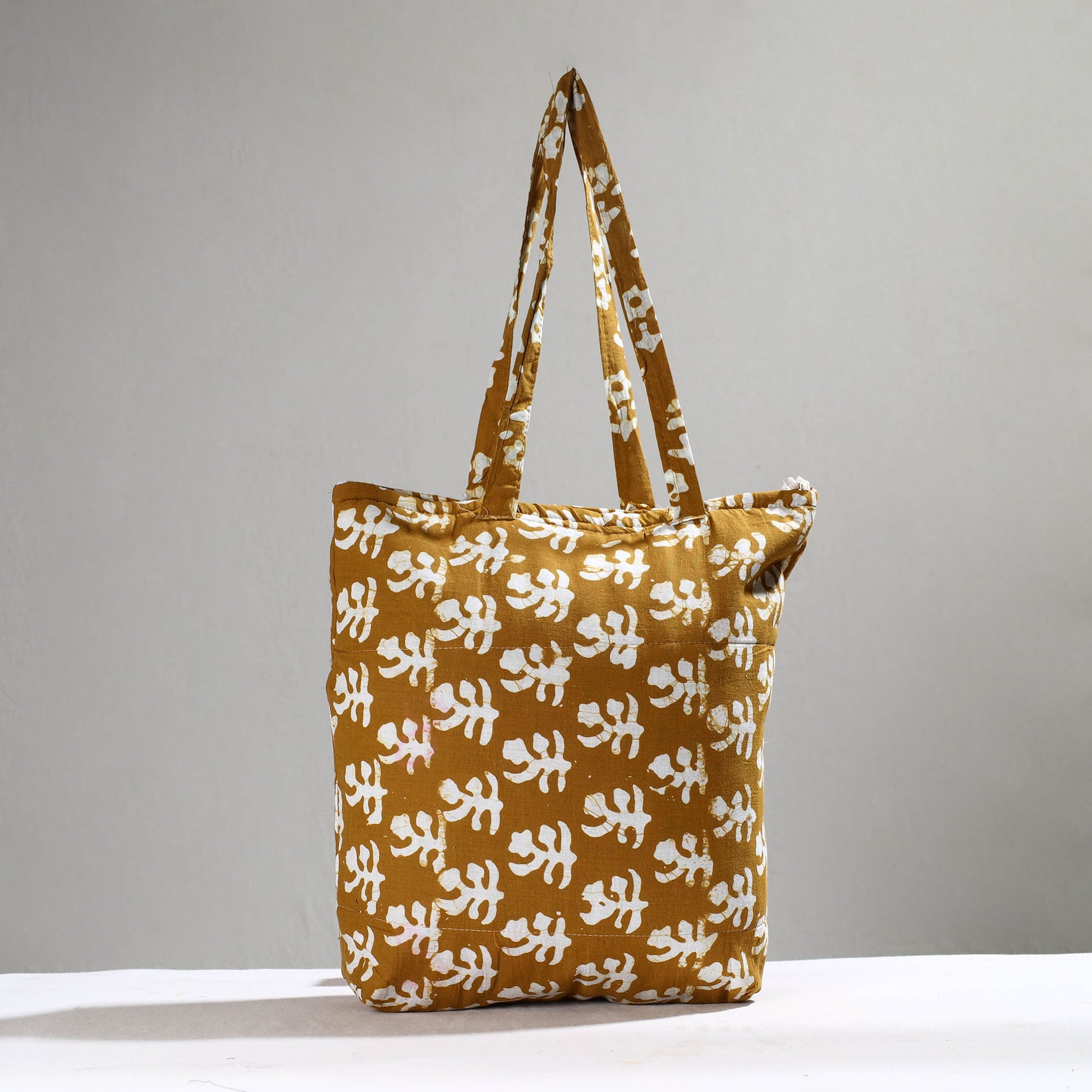 Brown - Handcrafted Batik Printed Cotton Hand Bag 18