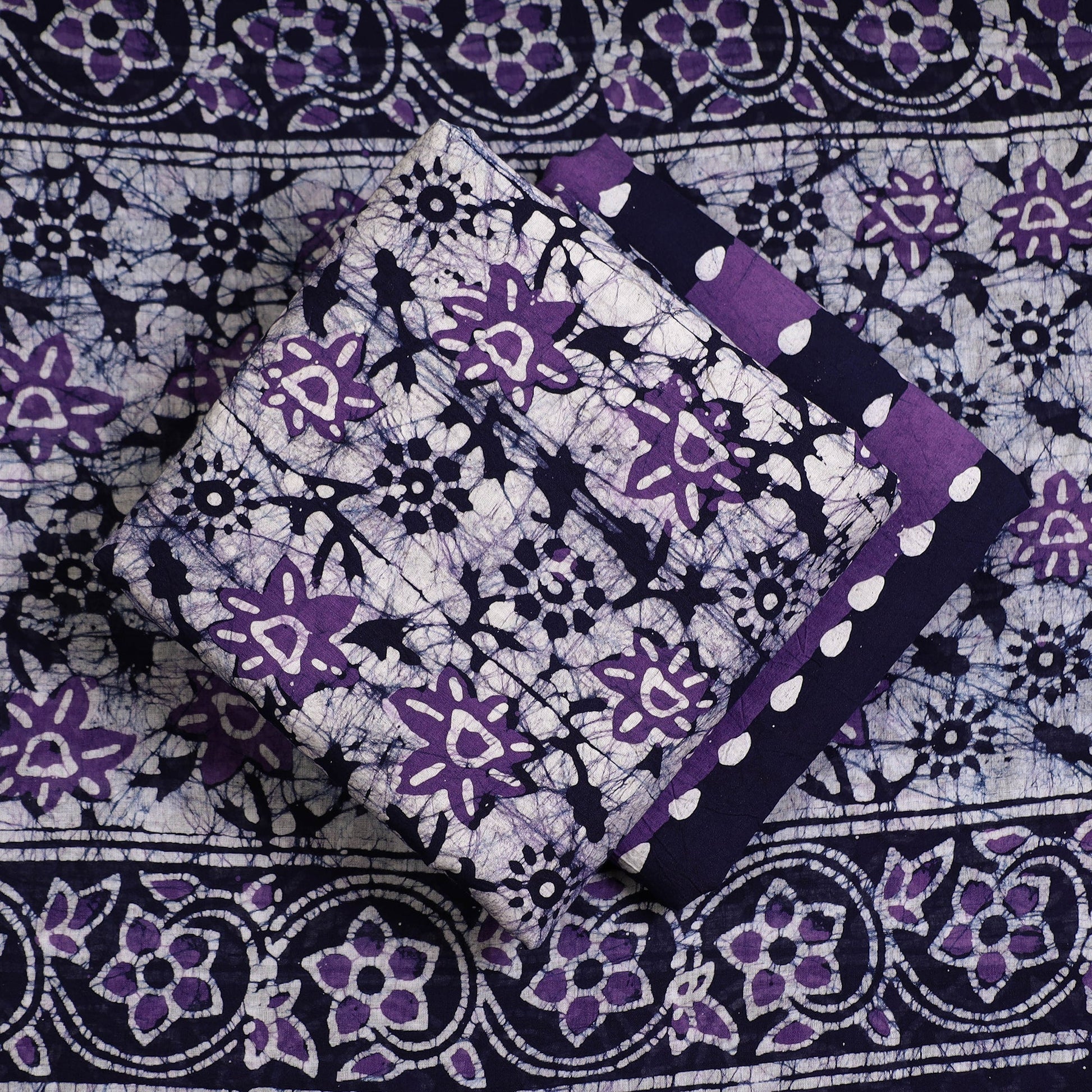 3pc Cotton Kutch Batik Print Dress Material 86