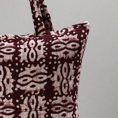 Brown - Handcrafted Batik Printed Cotton Hand Bag 21