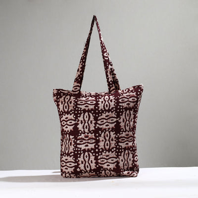 Brown - Handcrafted Batik Printed Cotton Hand Bag 21