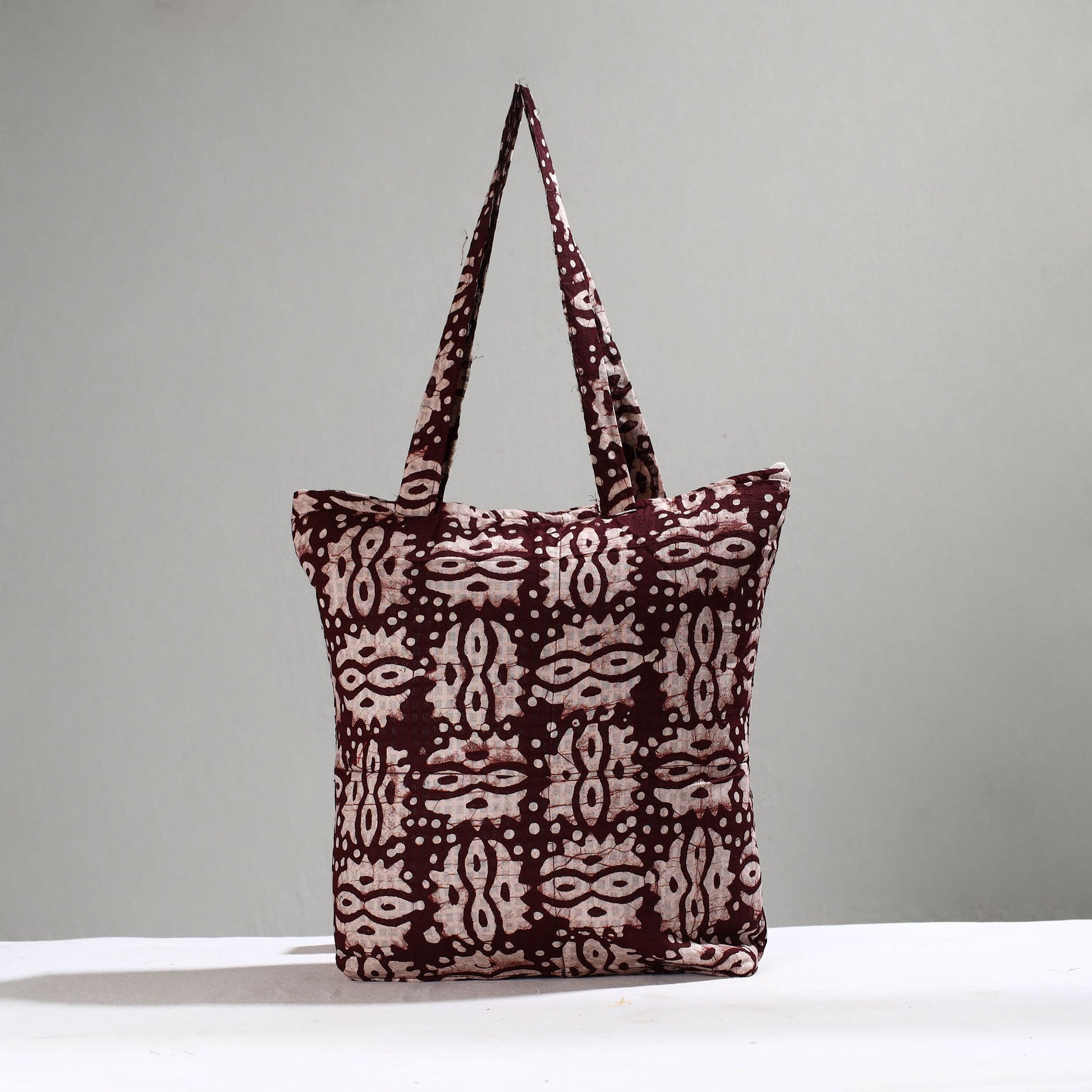 Brown - Handcrafted Batik Printed Cotton Hand Bag 21