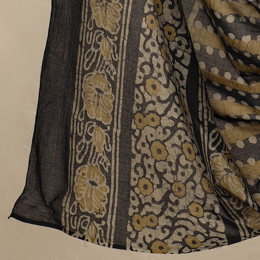 Beige - 3pc Cotton Kutch Batik Print Dress Material 89