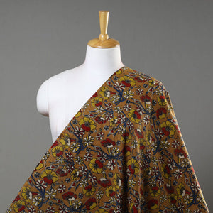 Brown - Natural Dyed Block Print Kalamkari Cotton Fabric 15