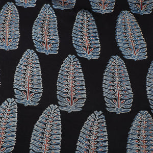 Black - Ajrakh Block Printed Modal Silk Fabric from Kutch 13