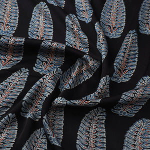 Black - Ajrakh Block Printed Modal Silk Fabric from Kutch 13