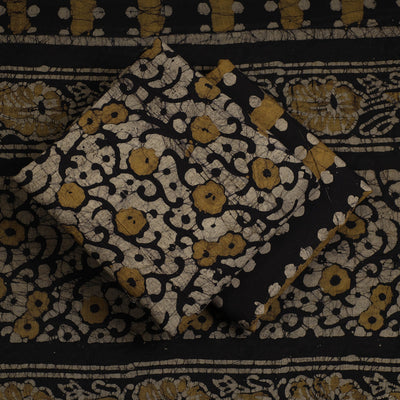 Beige - 3pc Cotton Kutch Batik Print Dress Material 89