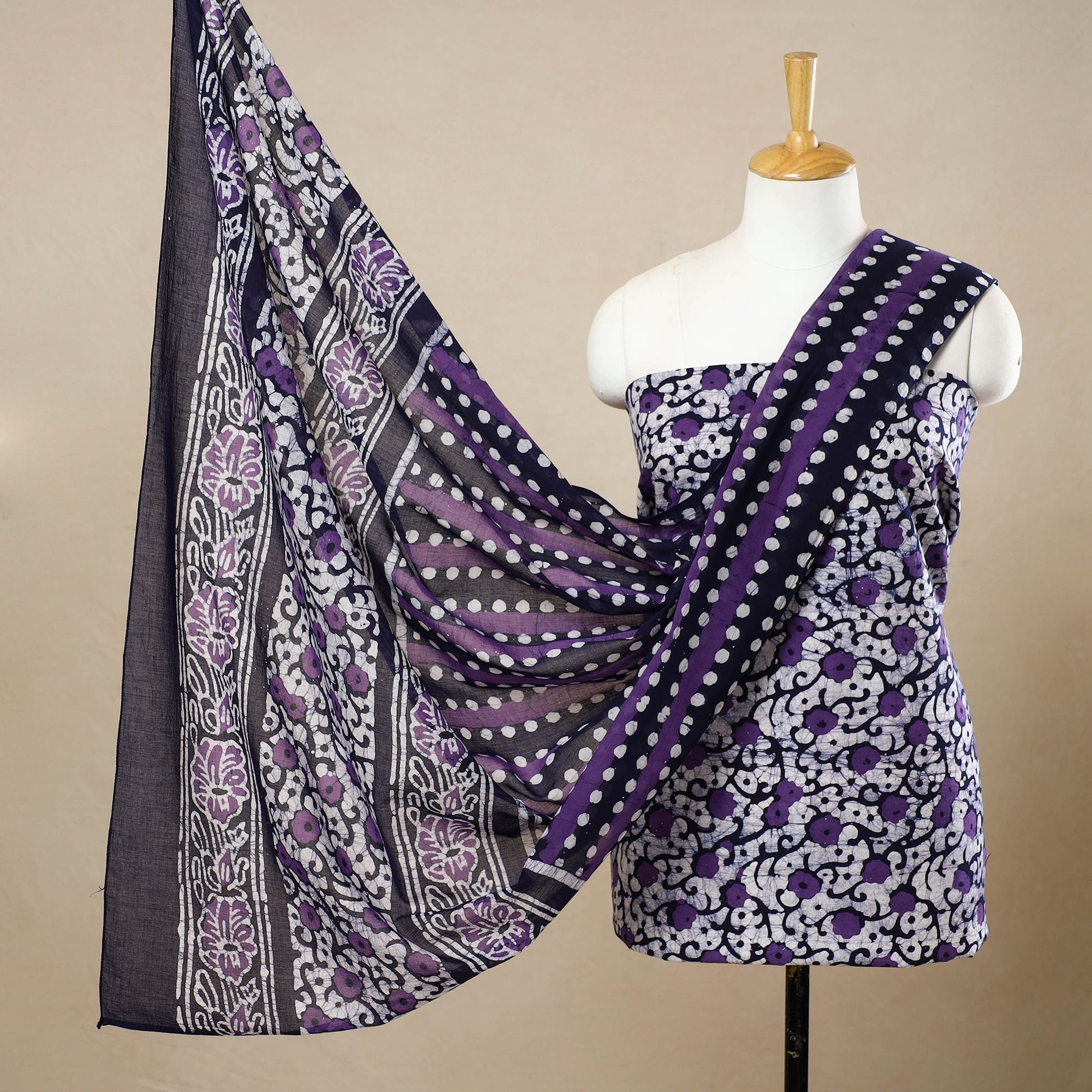 3pc Cotton Kutch Batik Print Dress Material 91
