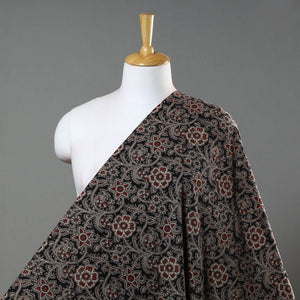 Black - Natural Dyed Block Print Kalamkari Cotton Fabric 18