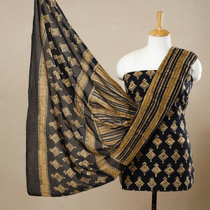 Black - 3pc Cotton Kutch Batik Print Dress Material 92