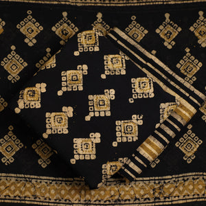 Black - 3pc Cotton Kutch Batik Print Dress Material 92