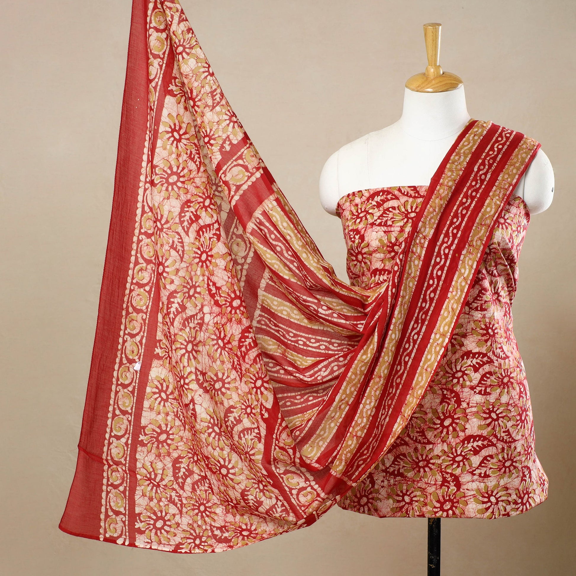 3pc Cotton Kutch Batik Print Dress Material 94