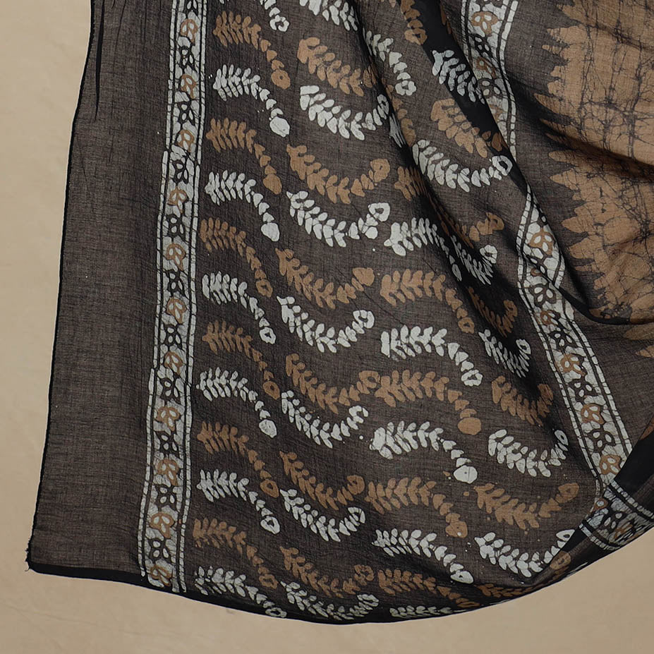 Brown - 3pc Cotton Kutch Batik Print Dress Material 95